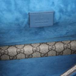 Pre Owned Gucci Beige GG Supreme Canvas and Suede Medium Crystals Embellished Dionysus Shoulder Bag