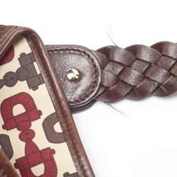 Pre Owned Gucci Brown GG Suede and Leather Pelham Hobo