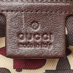 Pre Owned Gucci Brown GG Suede and Leather Pelham Hobo
