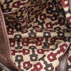 Pre Owned Gucci Brown GG Suede and Leather Pelham Hobo