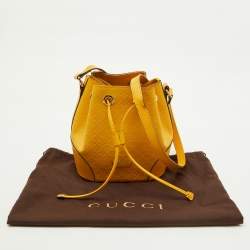 Pre Owned Gucci Yellow Diamante Leather Hilary Bucket Bag