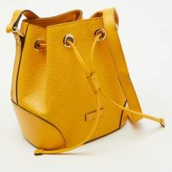 Pre Owned Gucci Yellow Diamante Leather Hilary Bucket Bag