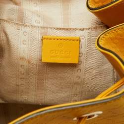 Pre Owned Gucci Yellow Diamante Leather Hilary Bucket Bag