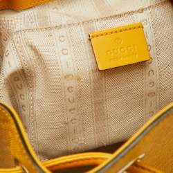Pre Owned Gucci Yellow Diamante Leather Hilary Bucket Bag
