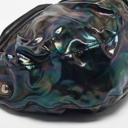 Pre Owned Gucci Black Holographic Effect Patent Leather Icon Bit Hobo