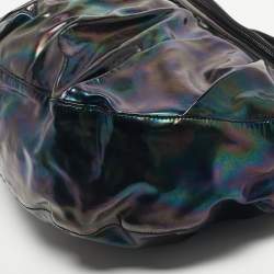 Pre Owned Gucci Black Holographic Effect Patent Leather Icon Bit Hobo