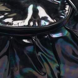 Pre Owned Gucci Black Holographic Effect Patent Leather Icon Bit Hobo