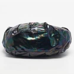 Pre Owned Gucci Black Holographic Effect Patent Leather Icon Bit Hobo