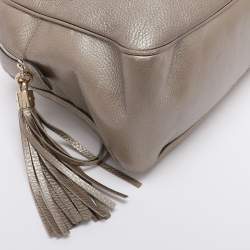 Pre Owned Gucci Metallic Beige Leather Large Soho Chain Bag