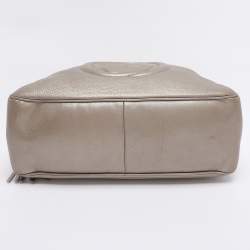 Pre Owned Gucci Metallic Beige Leather Large Soho Chain Bag