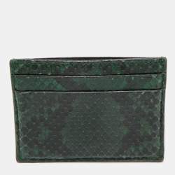 Pre Owned Gucci Dark Green/Black Python Card Holder