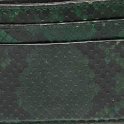 Pre Owned Gucci Dark Green/Black Python Card Holder