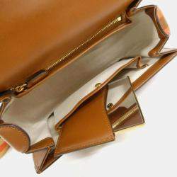 Pre Owned Gucci Bamboo 1947 Limited Edition Geometric Print Leather Medium Top Handle Bag