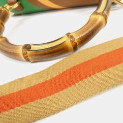 Pre Owned Gucci Bamboo 1947 Limited Edition Geometric Print Leather Medium Top Handle Bag