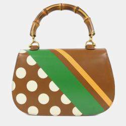 Pre Owned Gucci Bamboo 1947 Limited Edition Geometric Print Leather Medium Top Handle Bag