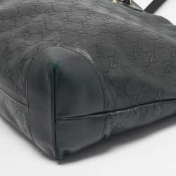 Pre Owned Gucci Black Guccissima Leather Charm Tote