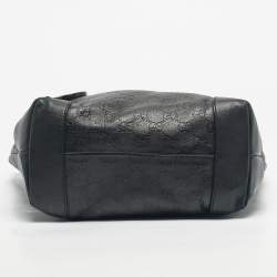 Pre Owned Gucci Black Guccissima Leather Charm Tote