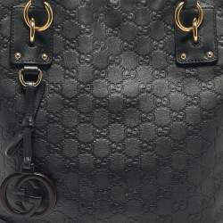 Pre Owned Gucci Black Guccissima Leather Charm Tote