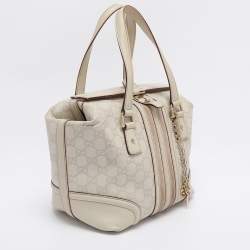 Pre Owned حقيبة غوتشي Treasure Boston صغيرة جلد وكانفاس هورسبيت بنية/ بيج