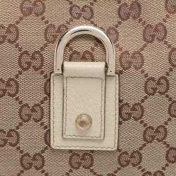 Pre Owned Gucci Beige GG Canvas and Leather Medium Abbey D-Ring Hobo
