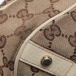 Pre Owned Gucci Beige GG Canvas and Leather Medium Abbey D-Ring Hobo