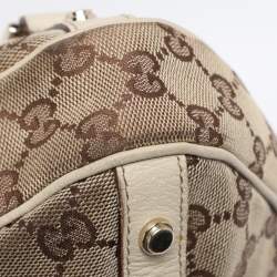 Pre Owned Gucci Beige GG Canvas and Leather Medium Abbey D-Ring Hobo