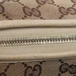 Pre Owned Gucci Beige GG Canvas and Leather Medium Abbey D-Ring Hobo