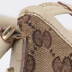 Pre Owned Gucci Beige GG Canvas and Leather Medium Abbey D-Ring Hobo