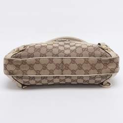 Pre Owned Gucci Beige GG Canvas and Leather Medium Abbey D-Ring Hobo