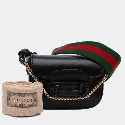 Pre Owned Gucci Mini Leather Horsebit 1955 Web Satchel
