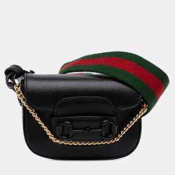 Pre Owned Gucci Mini Leather Horsebit 1955 Web Satchel