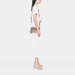Pre Owned Gucci Gold Small Metallic Calfskin Blondie Crossbody Bag