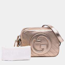 Pre Owned Gucci Gold Small Metallic Calfskin Blondie Crossbody Bag