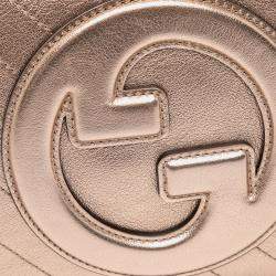 Pre Owned Gucci Gold Small Metallic Calfskin Blondie Crossbody Bag