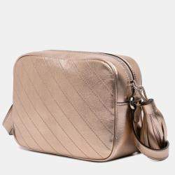 Pre Owned Gucci Gold Small Metallic Calfskin Blondie Crossbody Bag