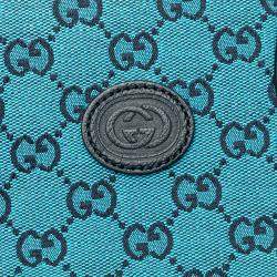 مملوكة مسبقًا حقيبة غوتشي توت جي جي قماش زرقاء صغيرة بتداخل جي