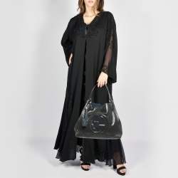 Pre Owned Gucci Dark Grey Patent Leather Medium Soho Tote