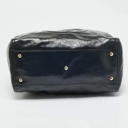Pre Owned Gucci Dark Grey Patent Leather Medium Soho Tote