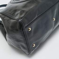 Pre Owned Gucci Dark Grey Patent Leather Medium Soho Tote