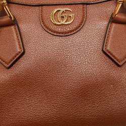 Pre Owned Gucci Brown Leather Mini Diana Tote