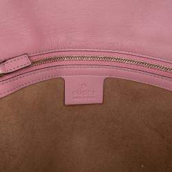 Pre Owned Gucci Pink Medium Leather Padlock Shoulder Bag