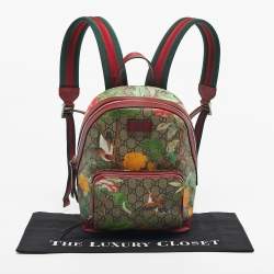 Pre Owned Gucci Red/Multicolor Tian GG Supreme Canvas Backpack
