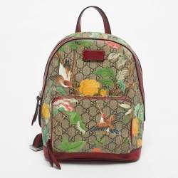 Pre Owned Gucci Red/Multicolor Tian GG Supreme Canvas Backpack