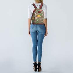 Pre Owned Gucci Red/Multicolor Tian GG Supreme Canvas Backpack