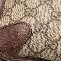 Pre Owned Gucci Beige Small GG Supreme Web Neo Vintage Double Flap Messenger Bag