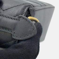 Pre Owned Gucci Gg Marmont Top Handle Bag Black Leather Size Small