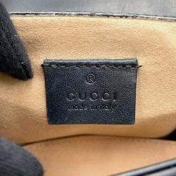 Pre Owned Gucci Gg Marmont Top Handle Bag Black Leather Size Small