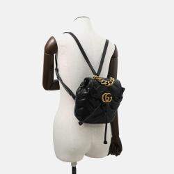 Pre Owned Gucci Gg Marmont Mini Backpack Black Leather