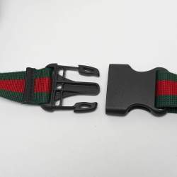 Pre Owned Gucci Beige/Black GG Supreme Canvas and Leather Web Belt Bag