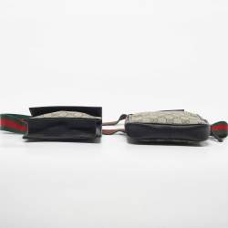 Pre Owned Gucci Beige/Black GG Supreme Canvas and Leather Web Belt Bag